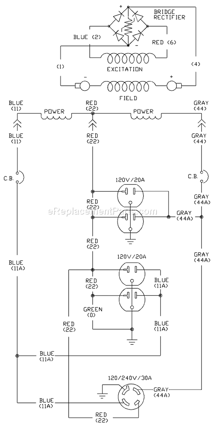 Page D Diagram and Parts List for 1777-0  Briggs and Stratton Generator